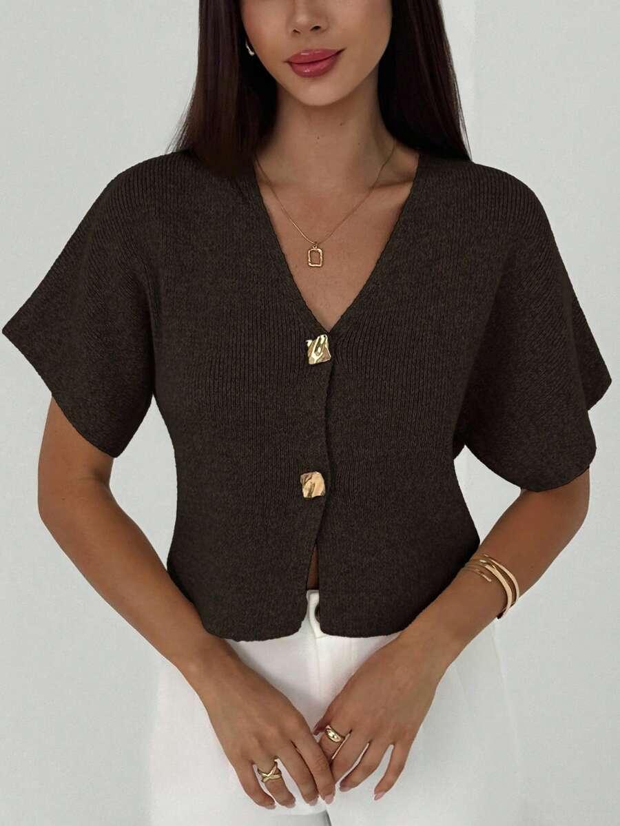 BRĄZOWY SWETER GUZIKi