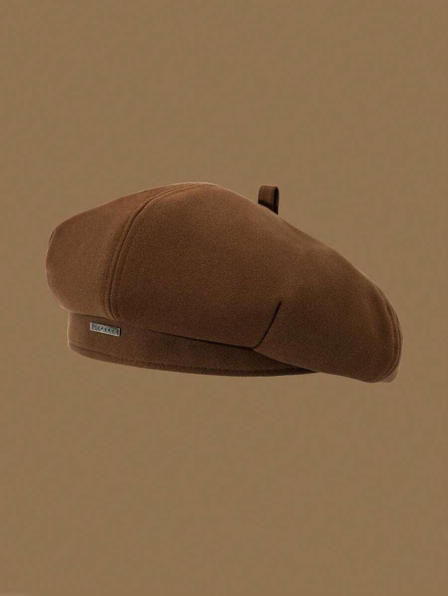 brązowy beret casual 