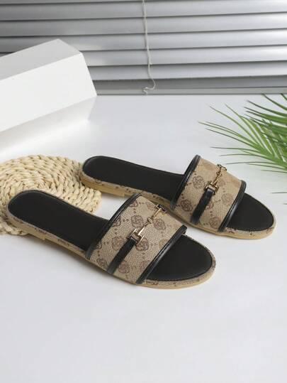 brązowe klapki casual 