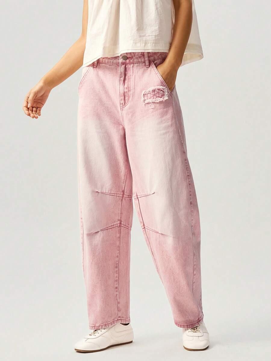 RÓŻOWE SPODNIE JEANS
