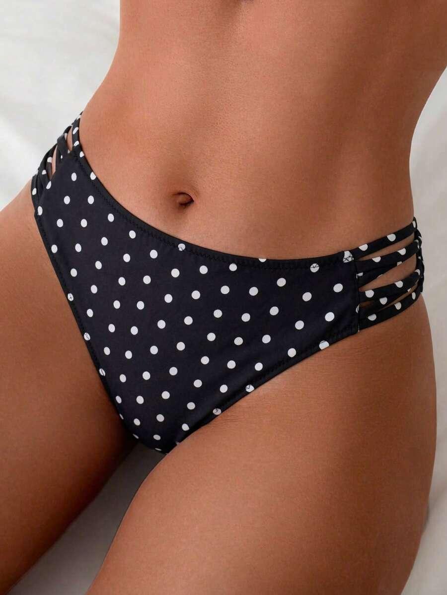 dół od bikini wzór groszki