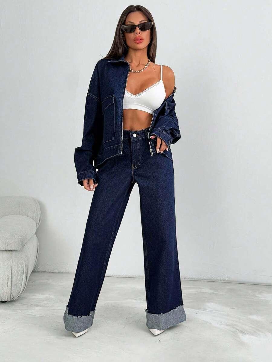 komplet spodnie kurtka jeans