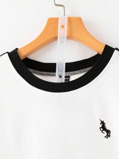 BIAŁY T-SHIRT OKRĄGŁY DEKOLT 