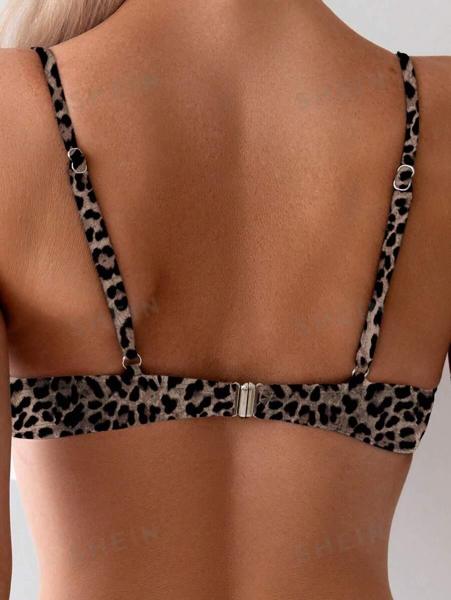 DÓŁ OD BIKINI ANIMAL PRINT ZDOBIENIE POŁYSK