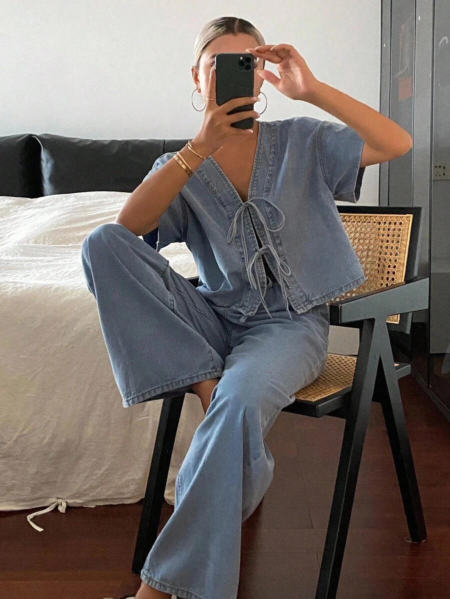 niebieskie spodnie casual