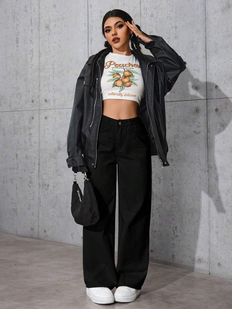 CZARNE SPODNIE JEANS 