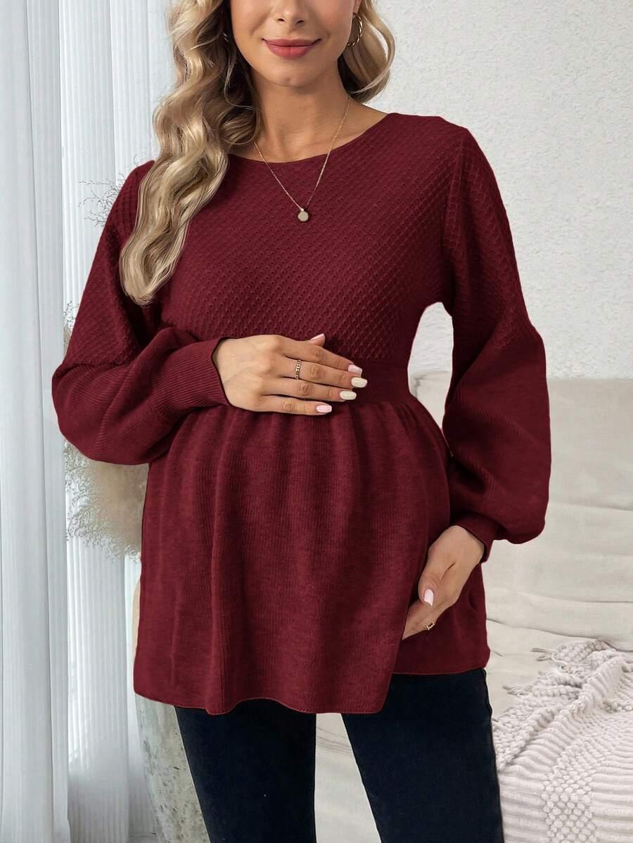 bordowy ciążowy sweter