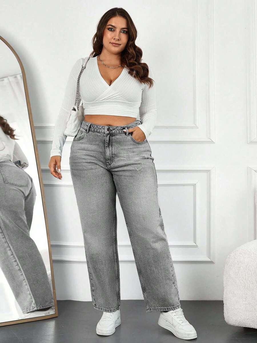 SZARE SPODNIE JEANS 