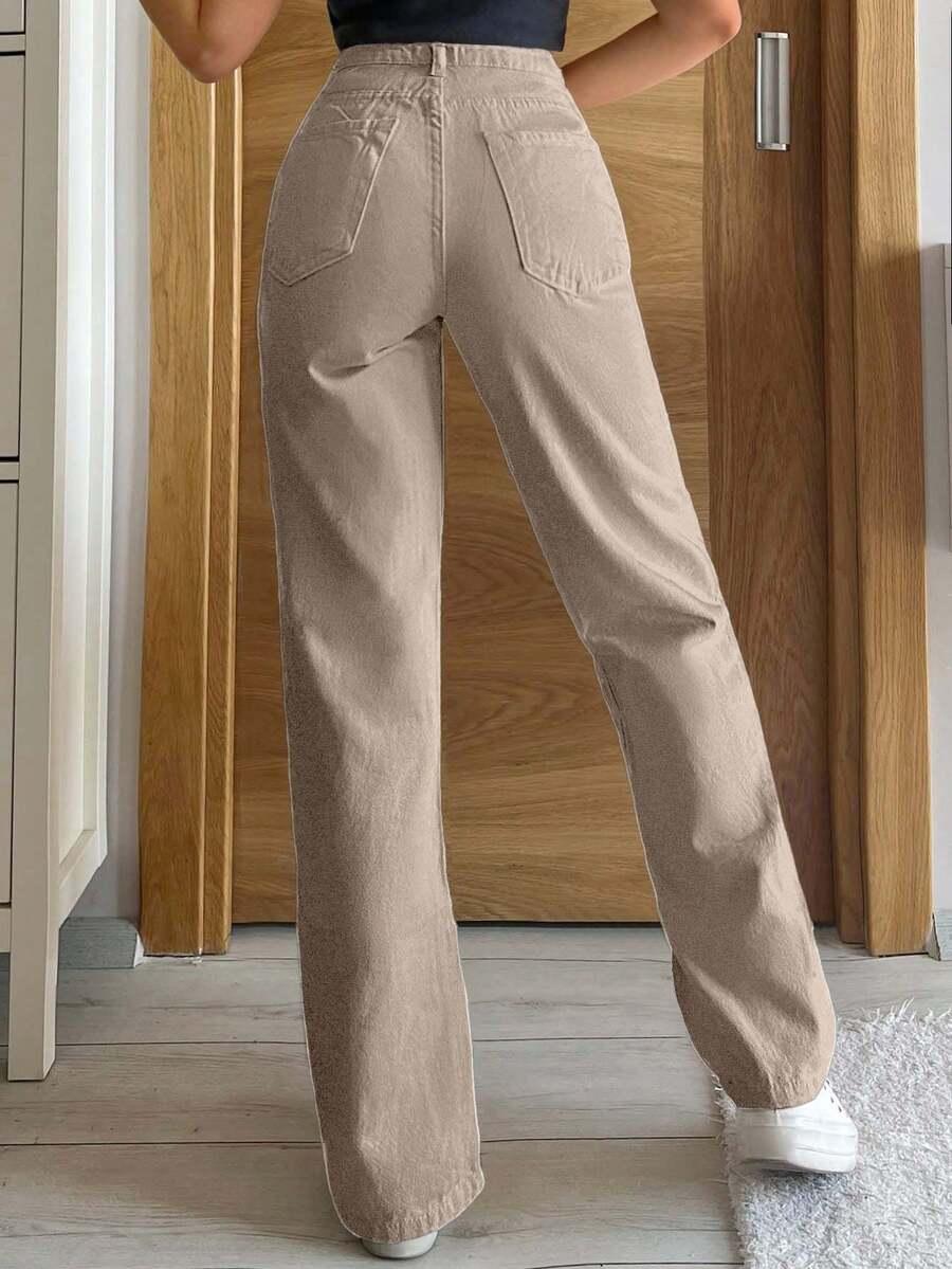 BEŻOWE SPODNIE JEANS 