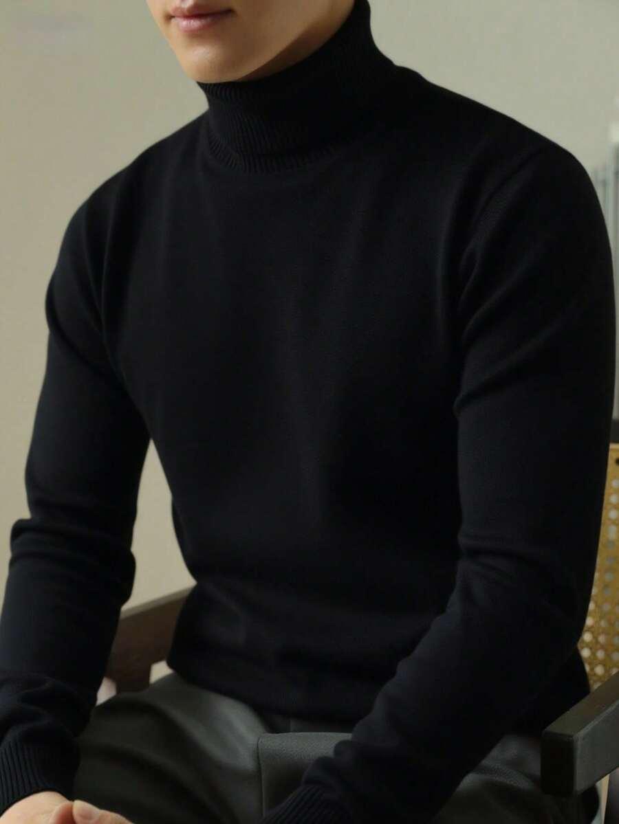 CZARNY DZIANINOWY SWETER