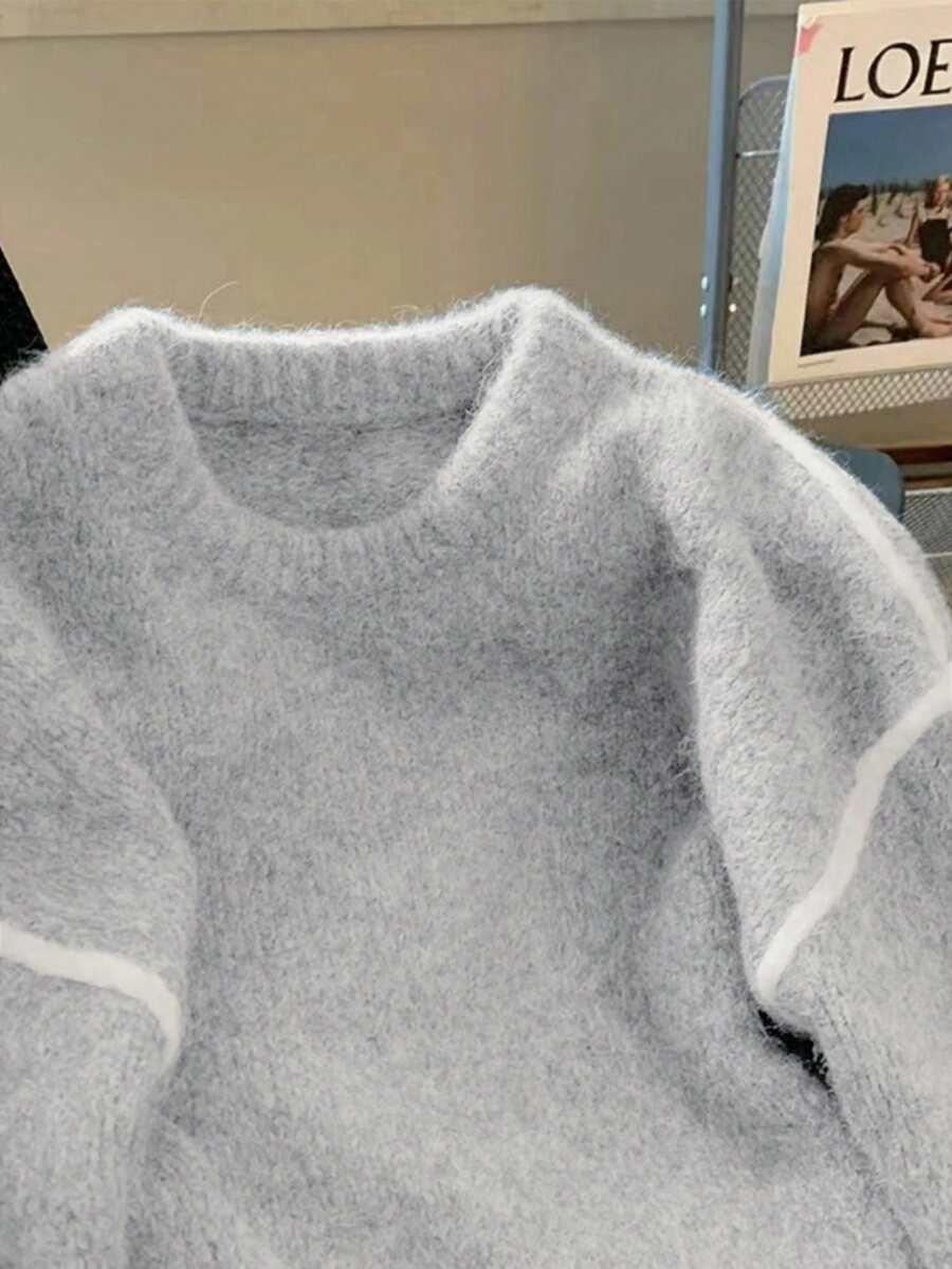 SWETER KLASYCZNY W KOLORZE SZARYM