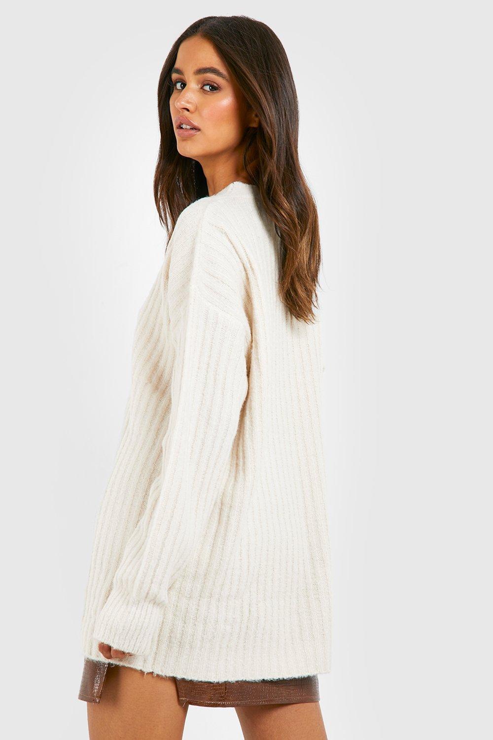 ECRU SWETER STRUKTURA OVERSIZE