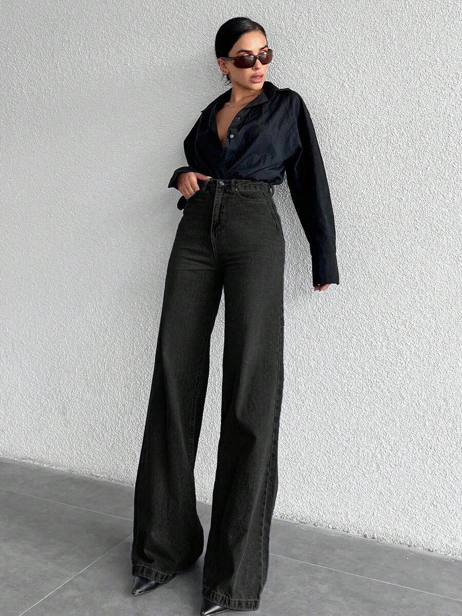 CZARNE SPODNIE JEANS