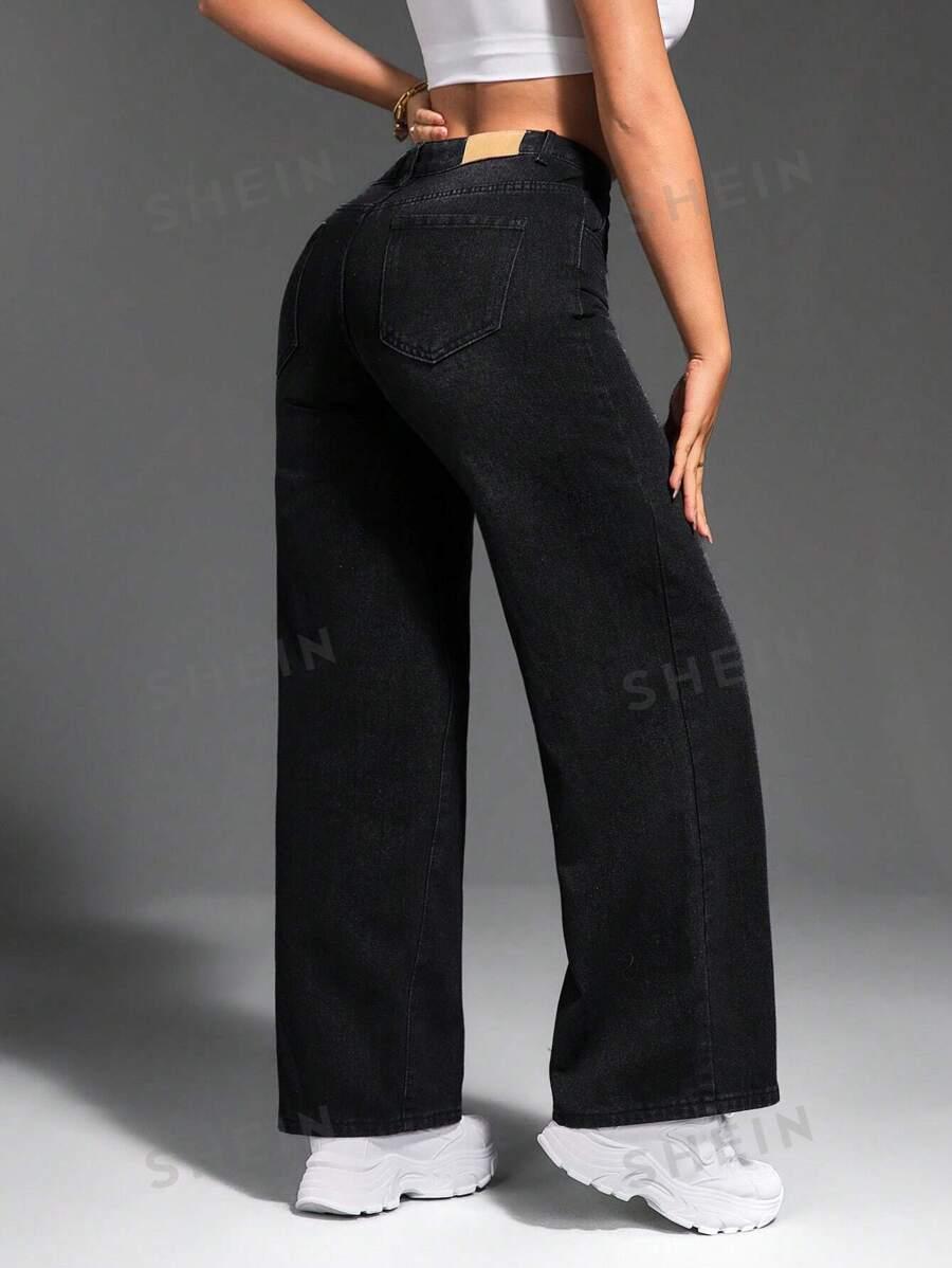 CZARNE SPODNIE JEANS 