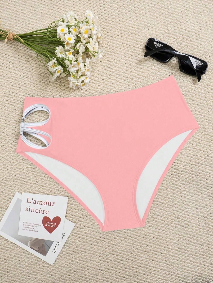 różowy DÓŁ OD BIKINI WYSOKI STAN