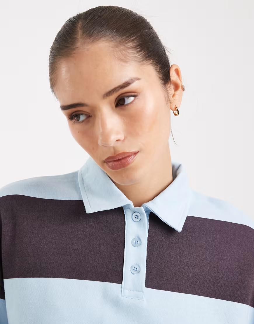 BLUZA W PASKI KOŁNIERZYK guziki