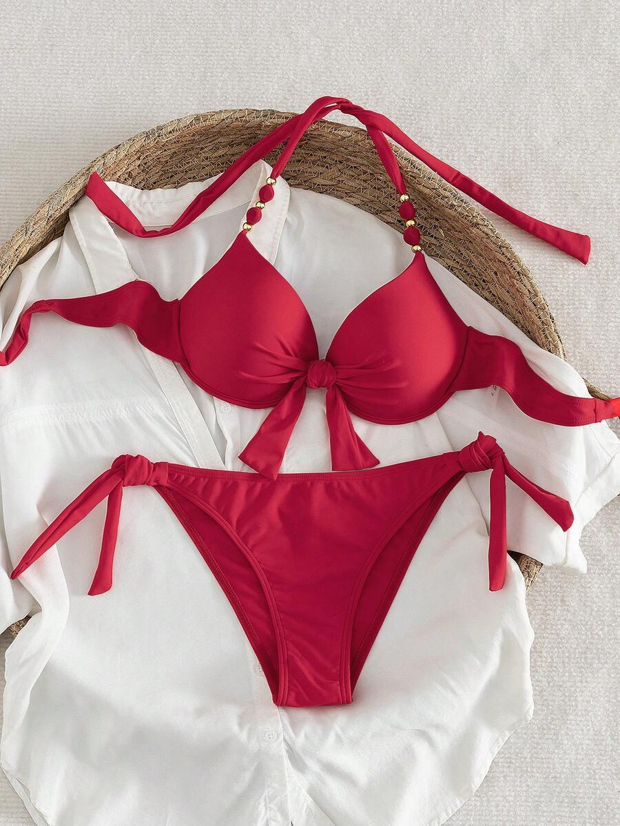 czerwony komplet bikini