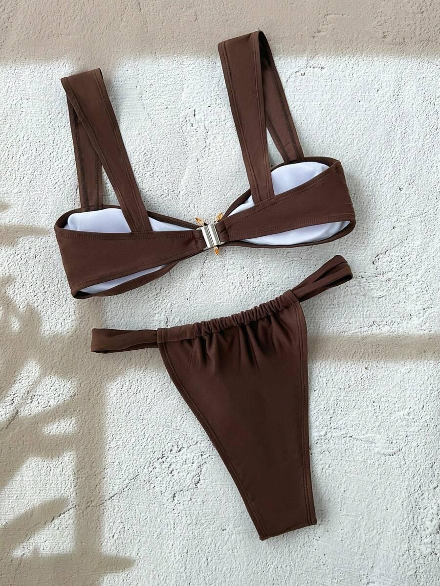 brązowy komplet bikini