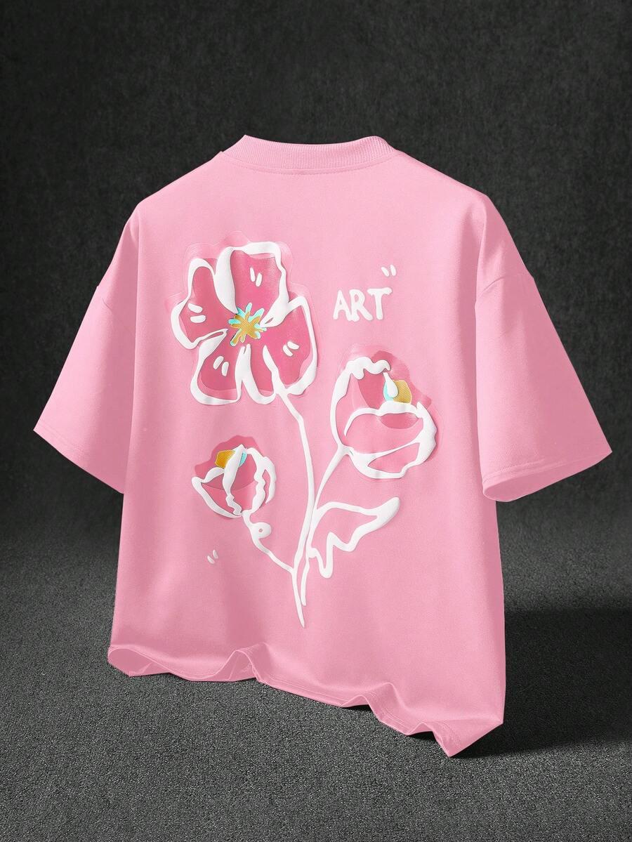 różowy t-shirt nadruk
