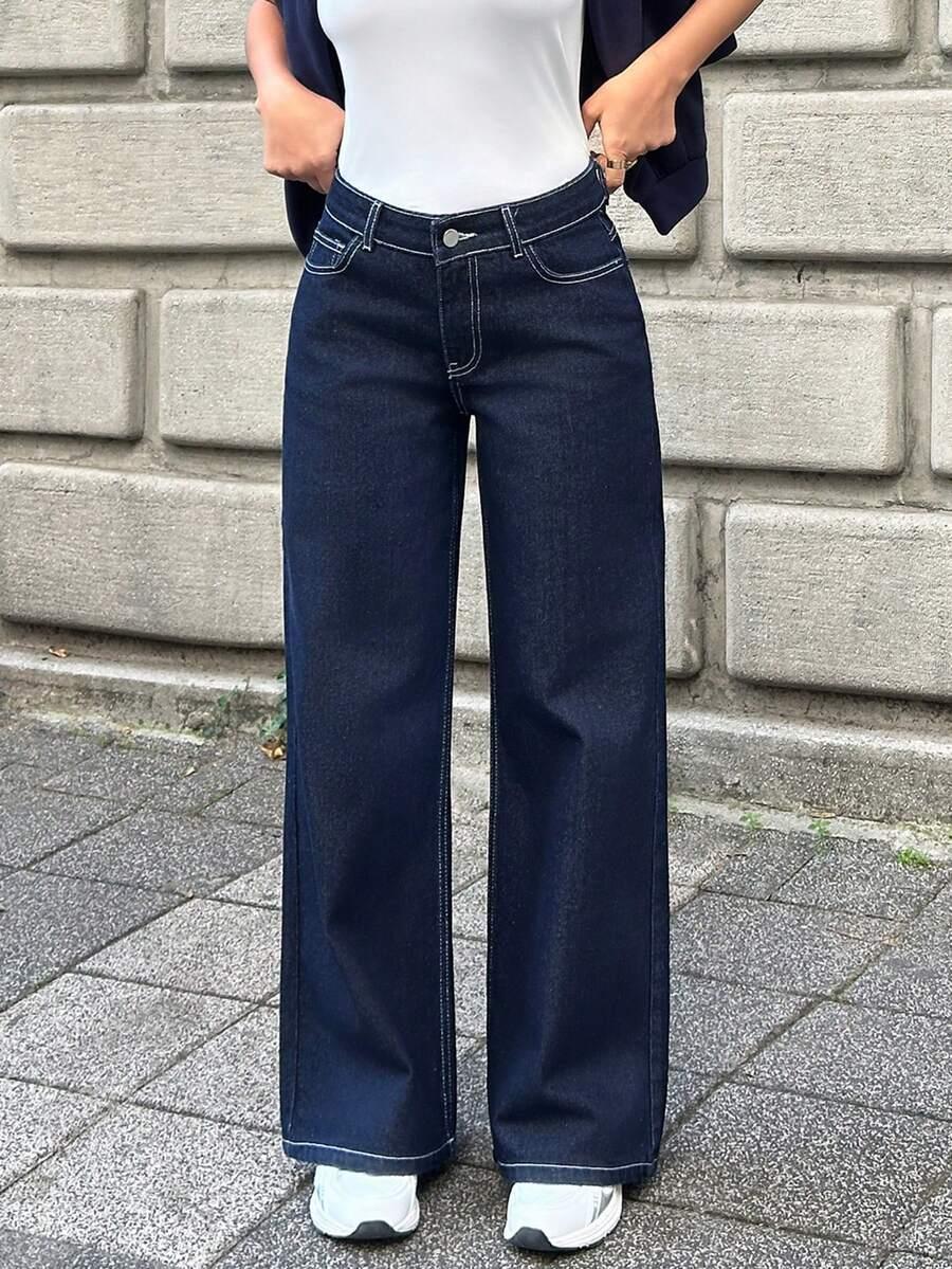 GRANATOWE SPODNIE JEANS 