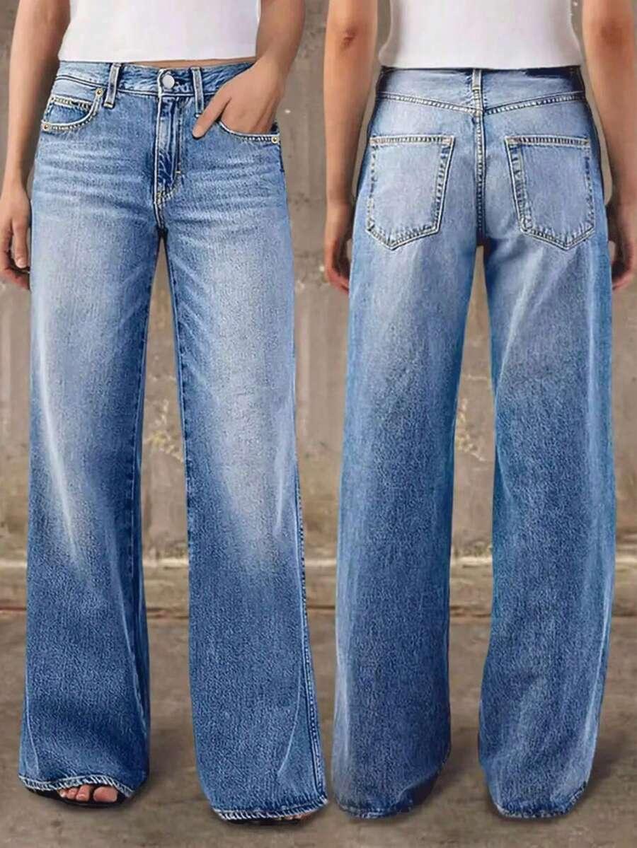 niebieskie spodnie jeans 