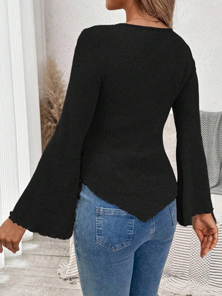 CZARNA BLUZKA V-NECK