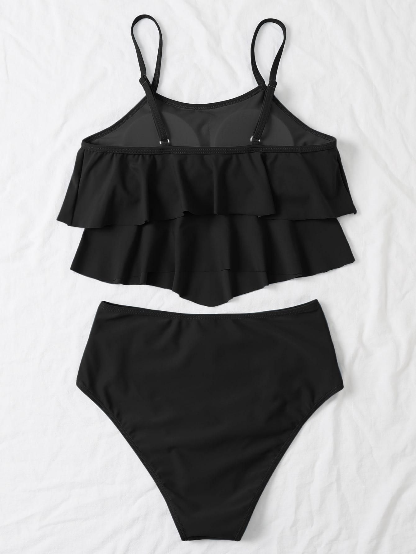 CZARNY DWUCZĘŚCIOWY STRÓJ KĄPIELOWY TANKINI