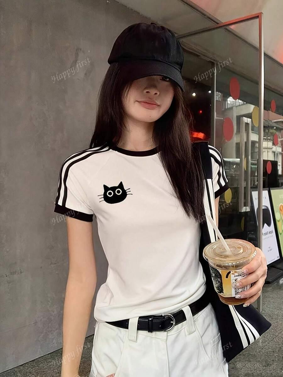 T-SHIRT NADRUK KONTRAST 