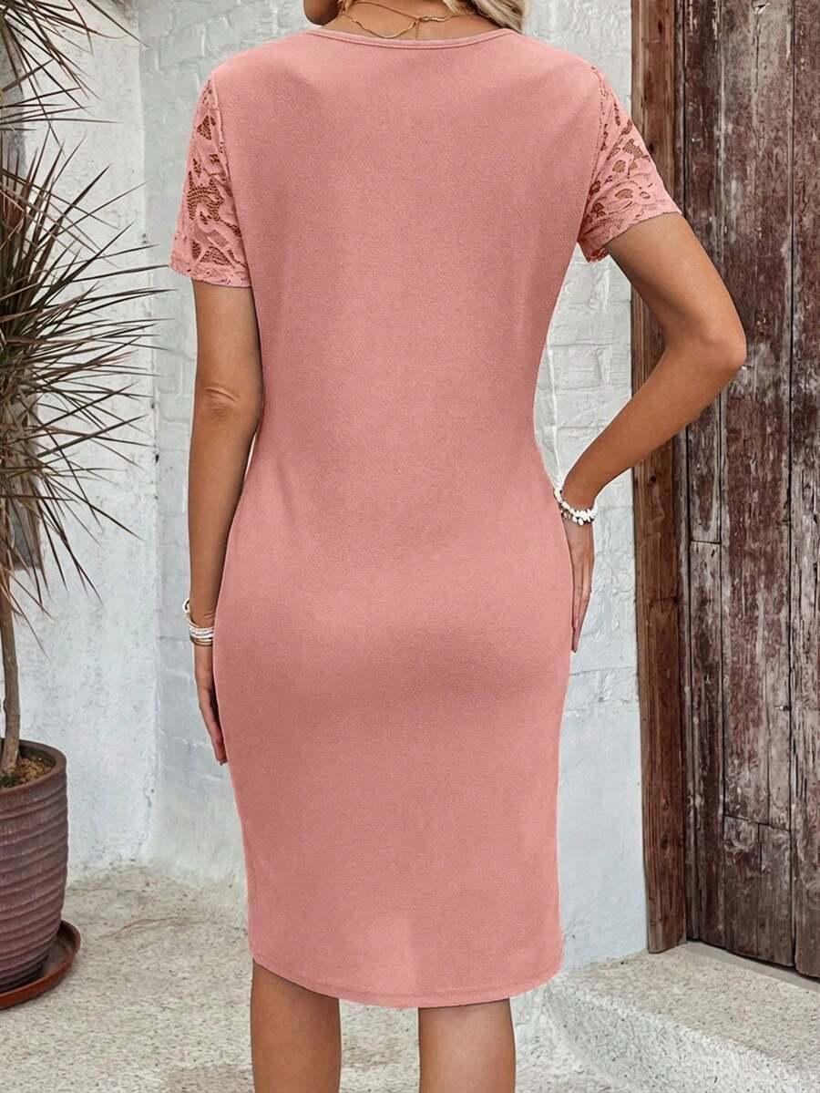 RÓŻOWA SUKIENKA KRÓTKI RĘKAW