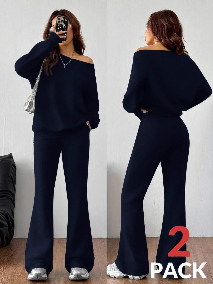GRANATOWY KOMPLET DRESOWY BLUZA SPODNIE
