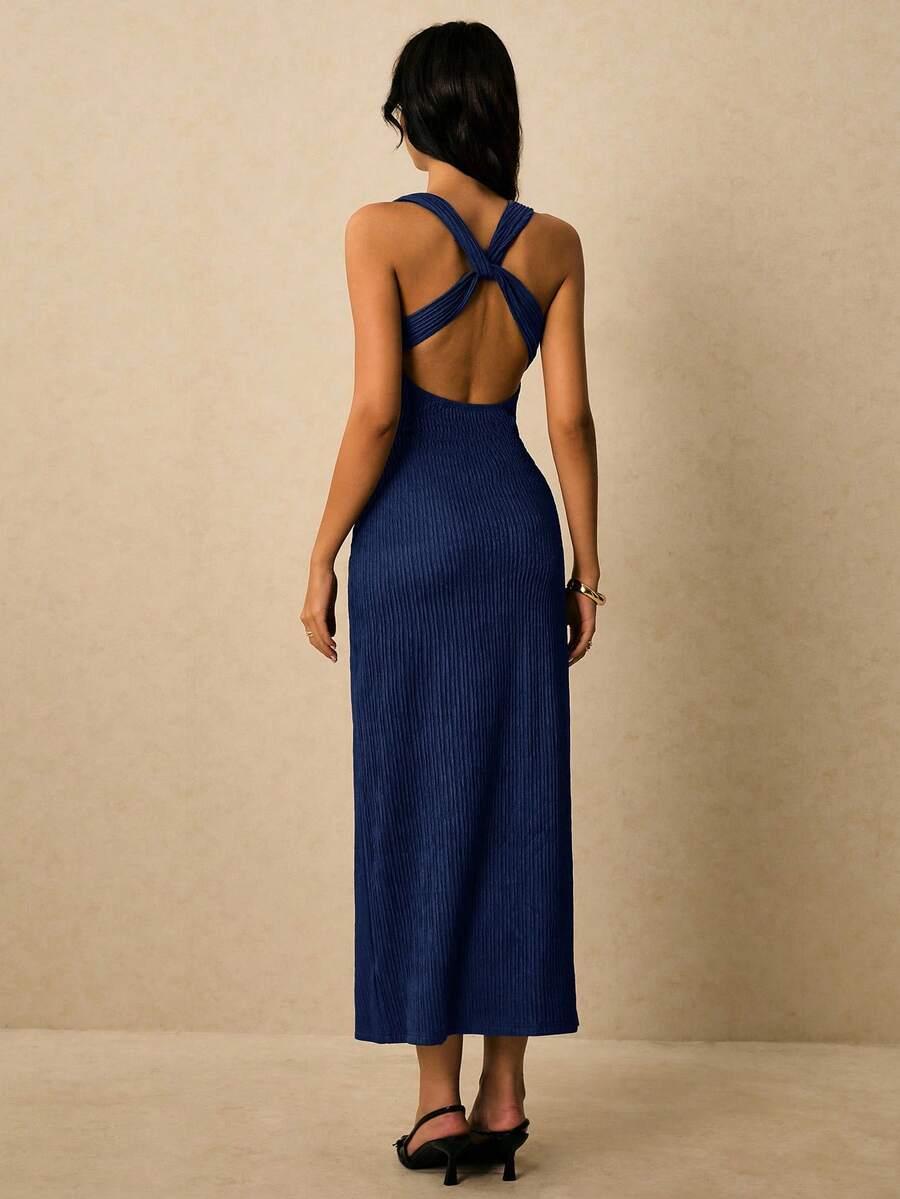 niebieska maxi sukienka 
