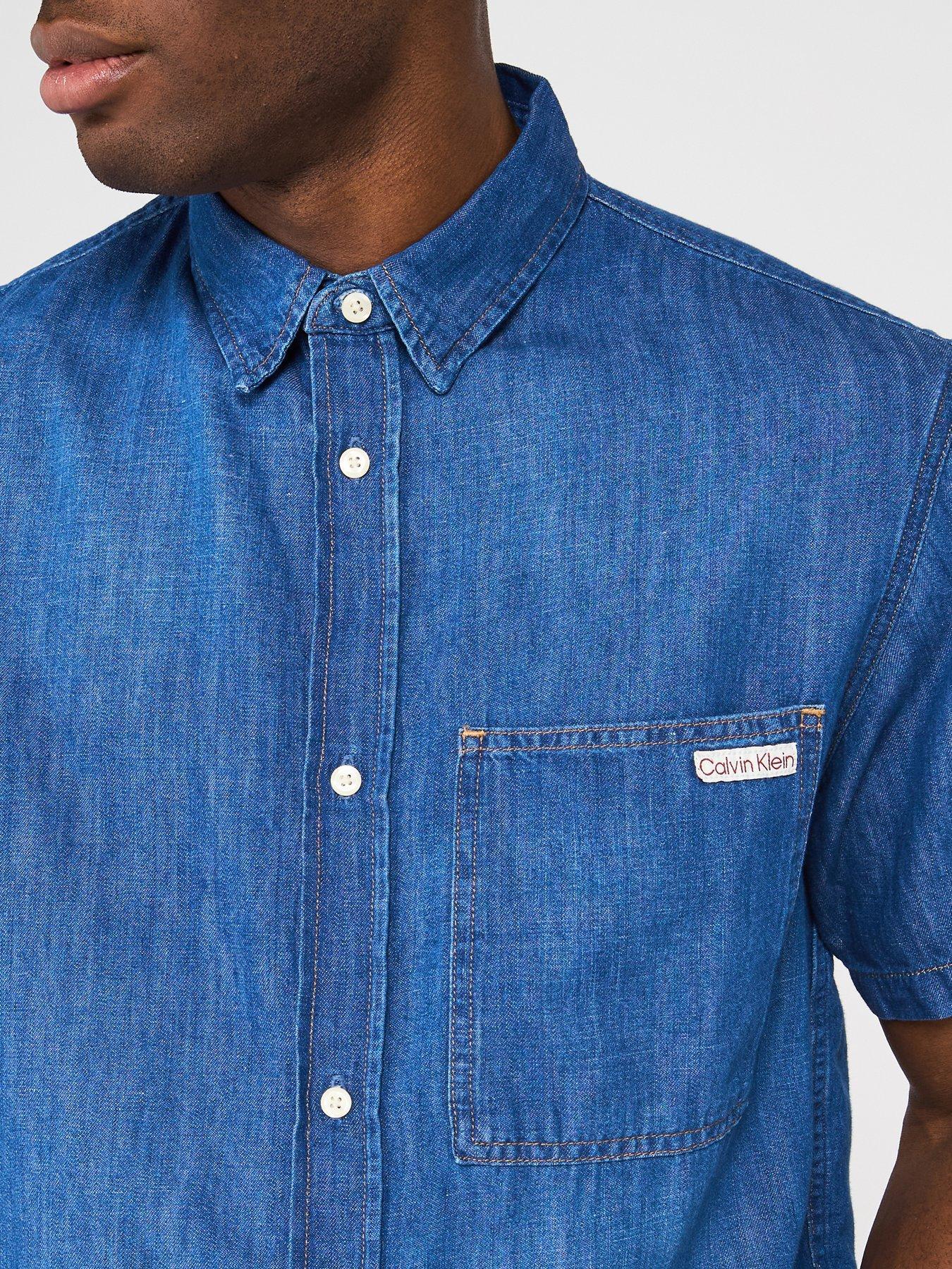 CALVIN KLEIN KOSZULA JEANSOWA KRÓTKI RĘKAW J30J327178