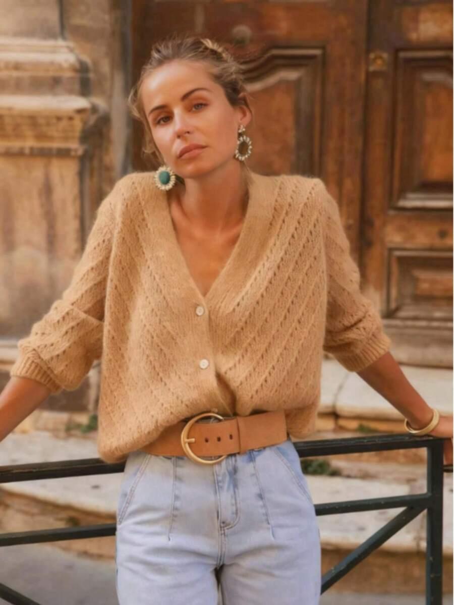 SWETER ROZPINANY Z DŁUGIM RĘKAWEM 