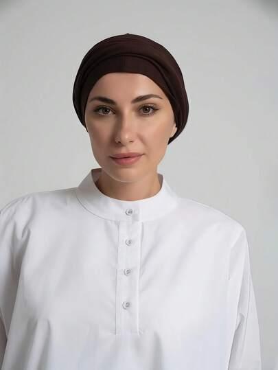 brązowy hidżab turban