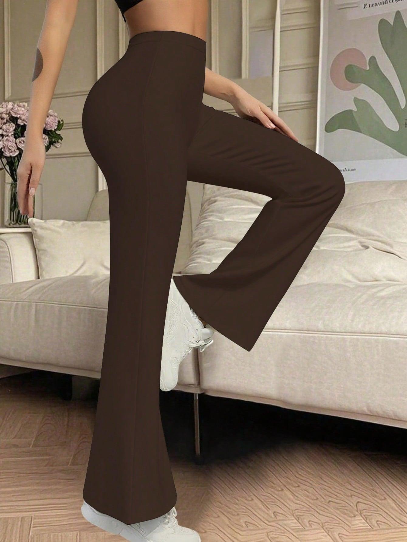 brązowe legginsy dzwony