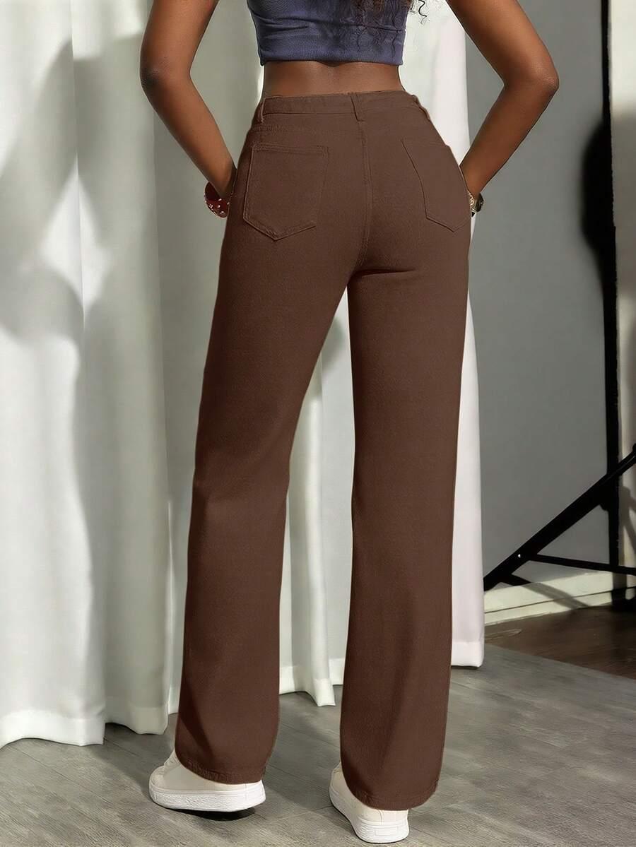 BRĄZOWE SPODNIE JEANS