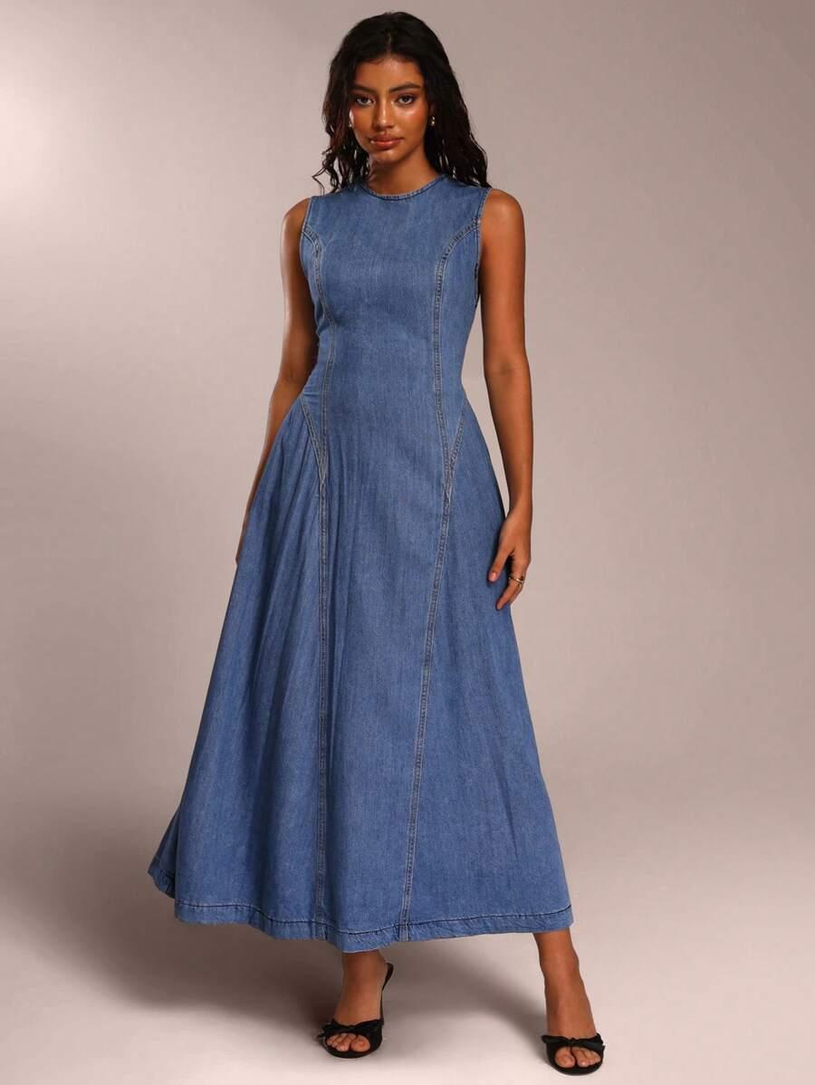 NIEBIESKA MAXI SPÓDNICA JEANS 