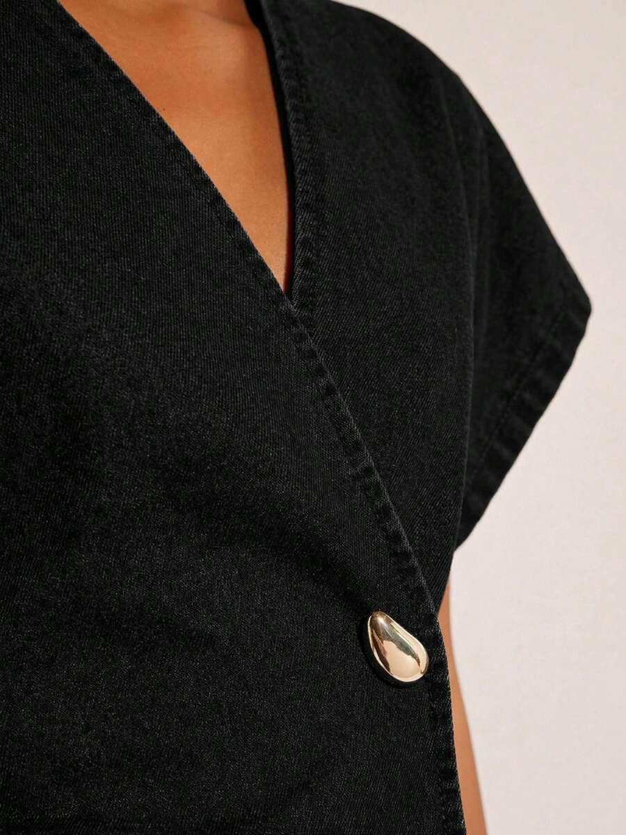 czarna bluzka v-neck