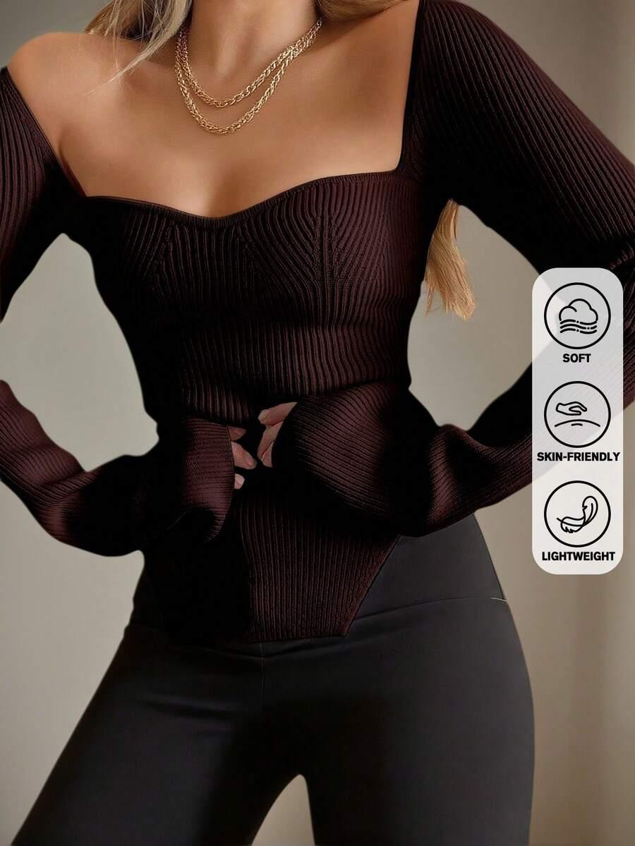 BRĄZOWY SWETER PRĄŻKI