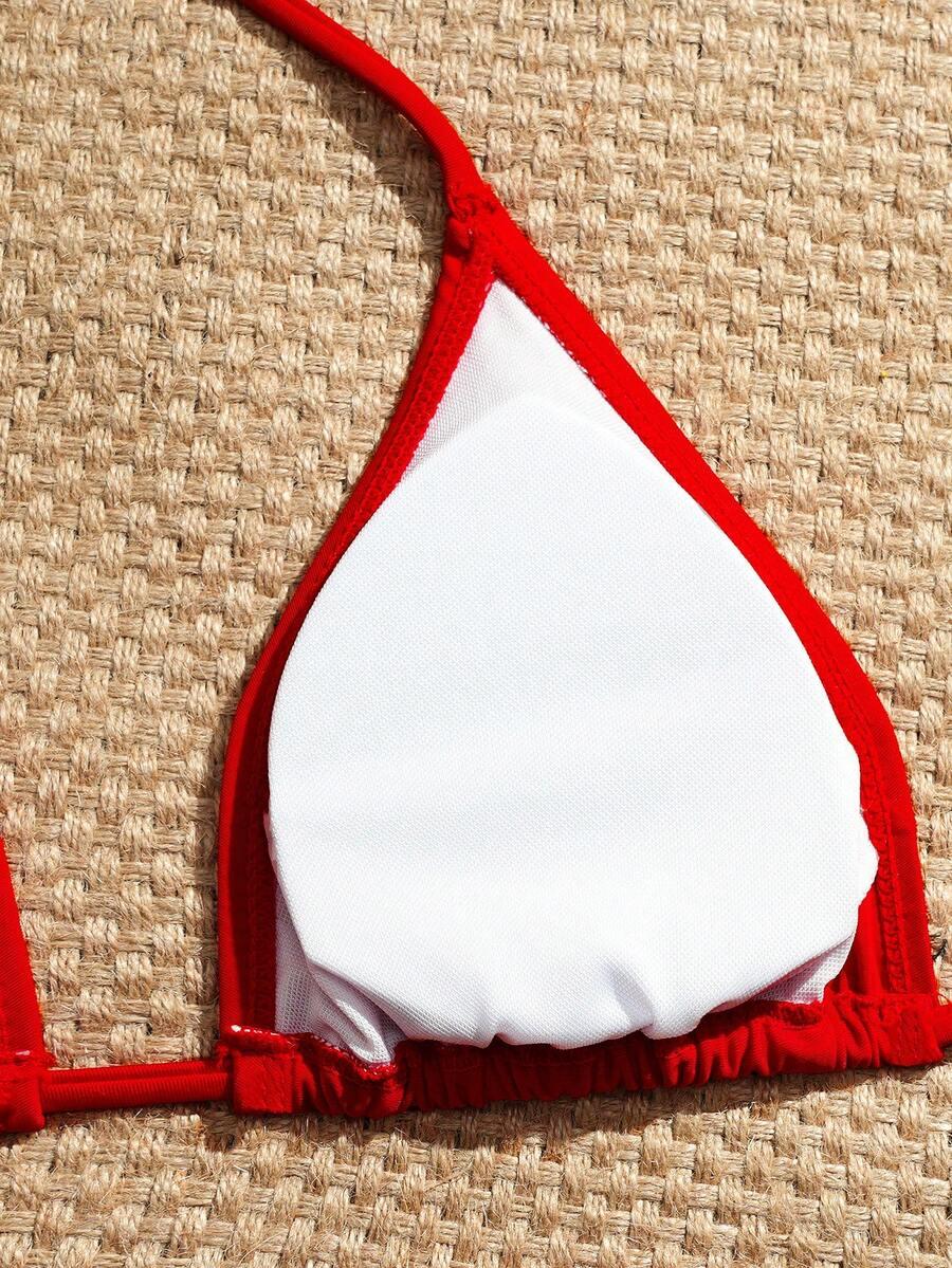 CZERWONY STRÓJ KĄPIELOWY DWUCZĘŚCIOWY SARONG KOMPLET