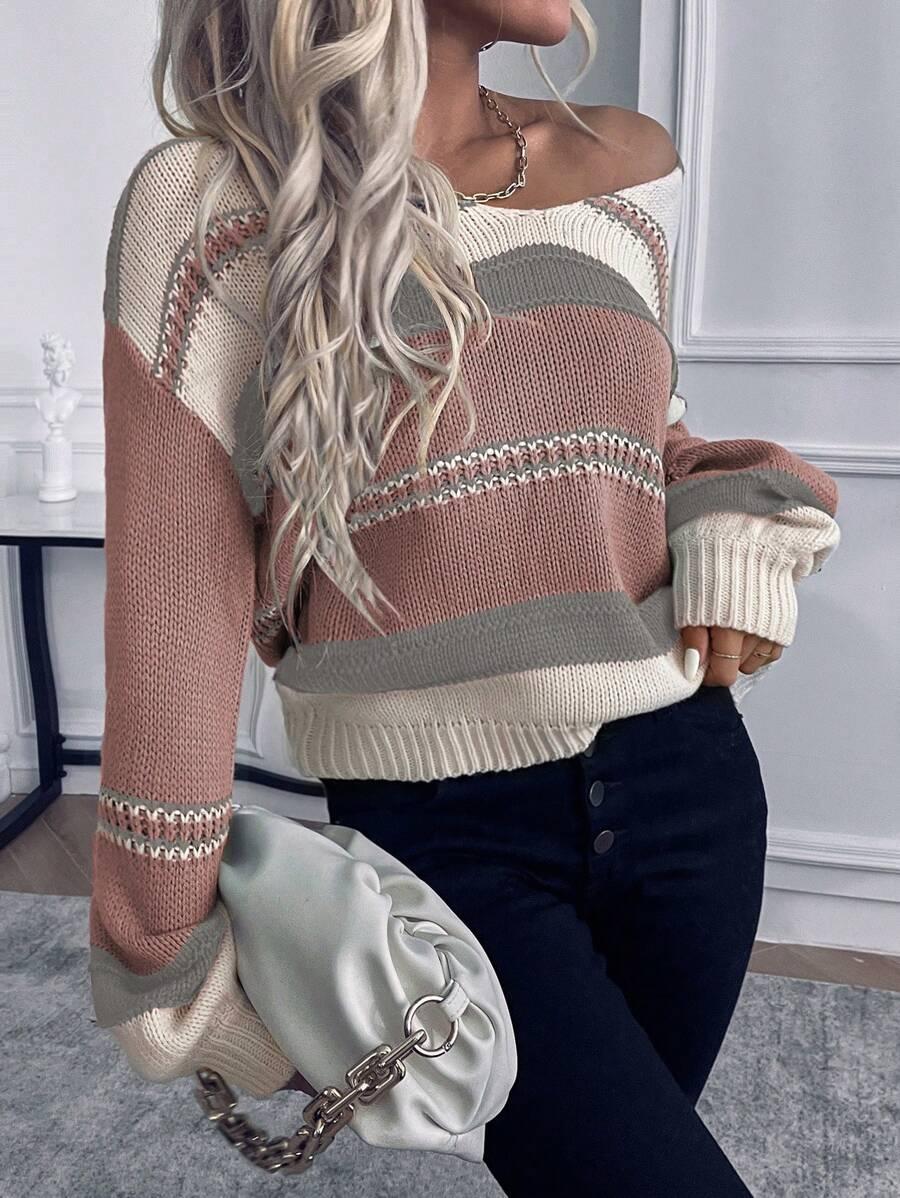 SWETER V-NECK DŁUGI RĘKAW