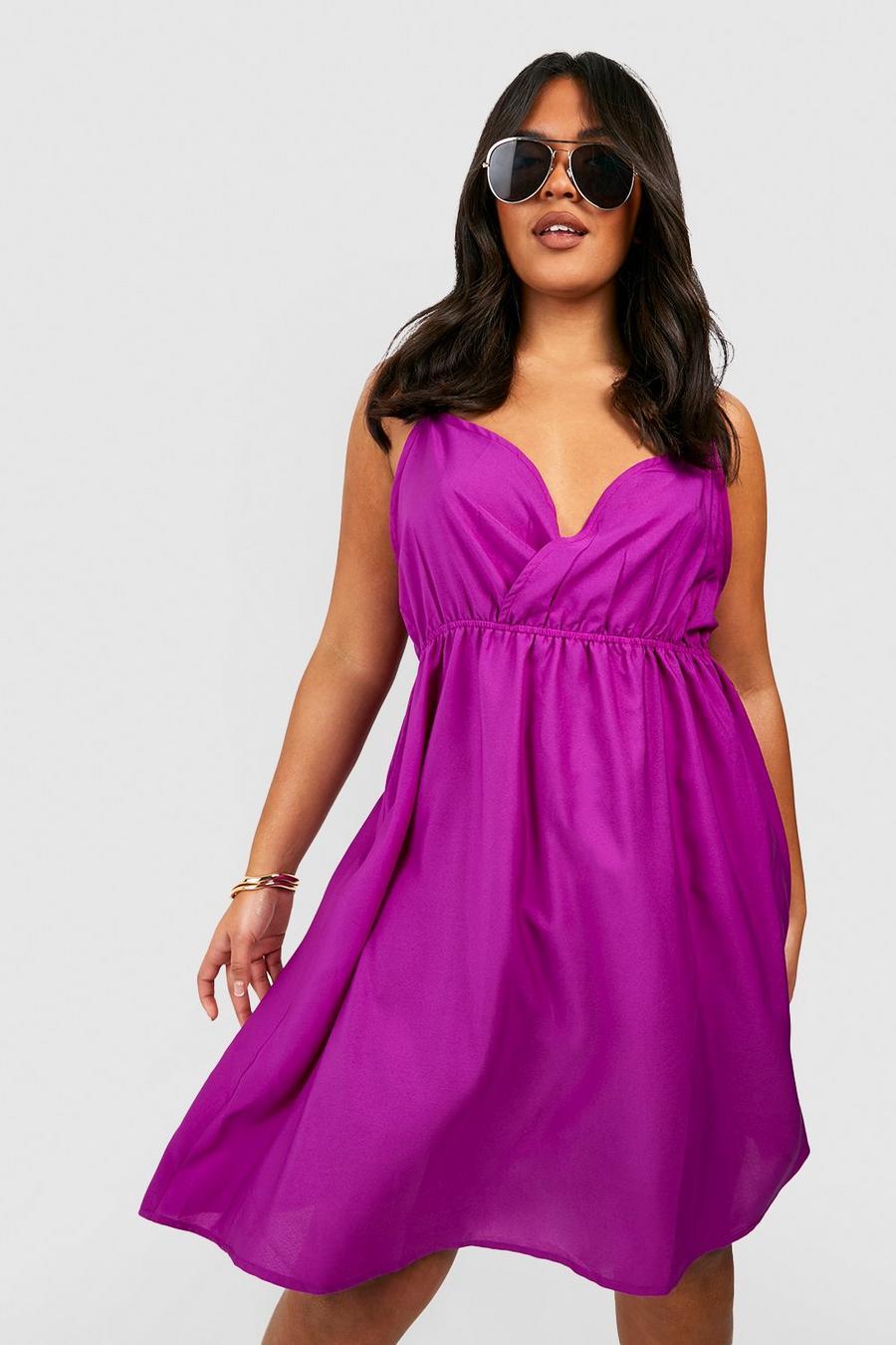 fioletowa mini sukienka ramiączka
