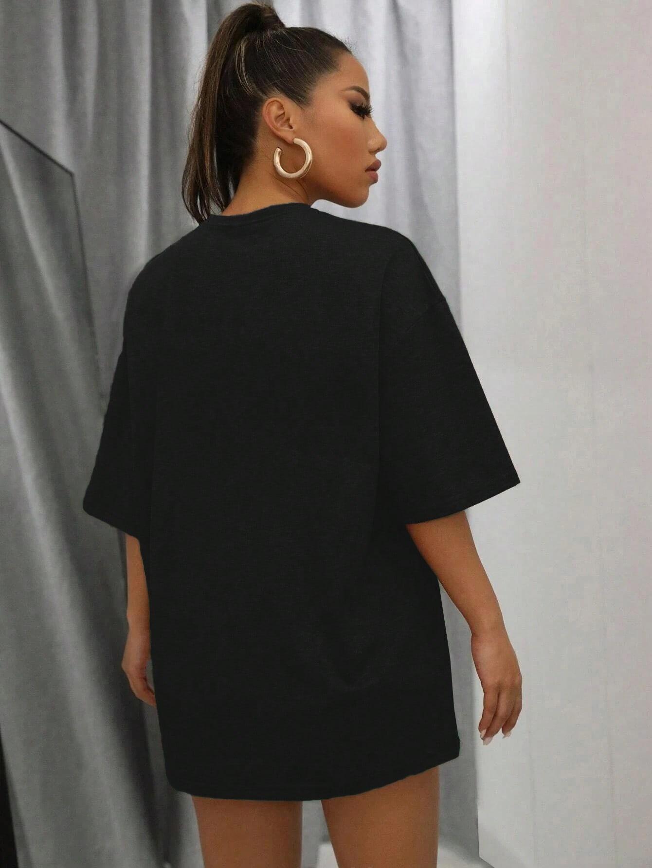 CZARNY T-SHIRT BASIC PRINT