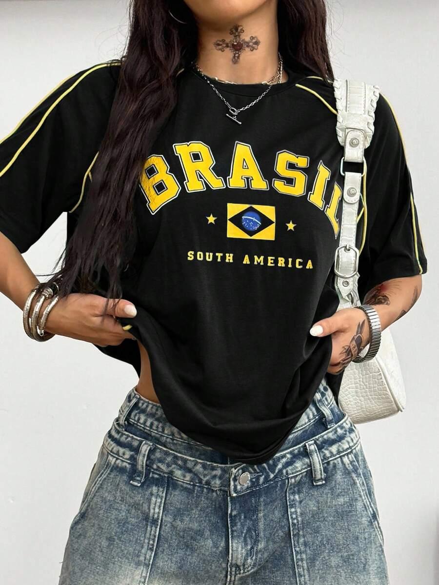 CZARNY T-SHIRT OVERSIZE NAPI BRASIL