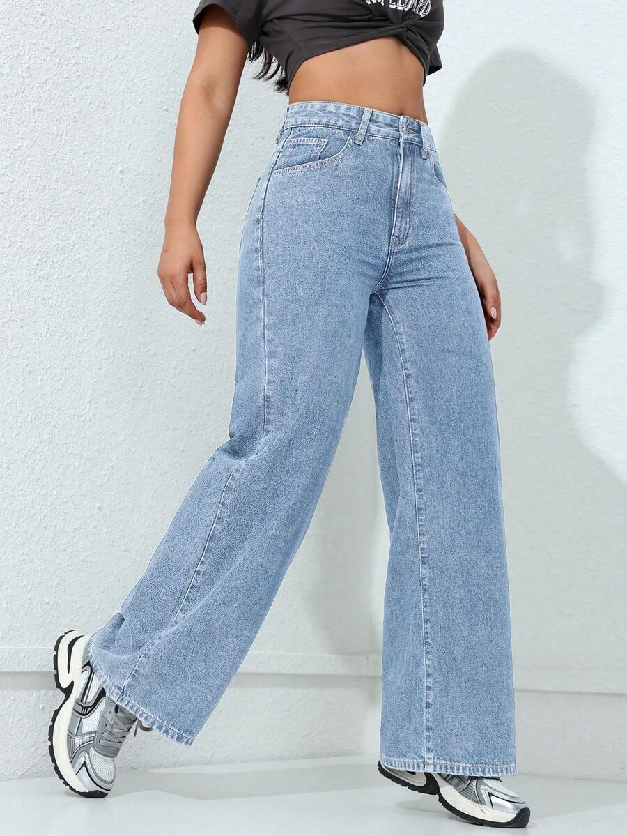 NIEBIESKIE SPODNIE JEANS WYSOKI STAN