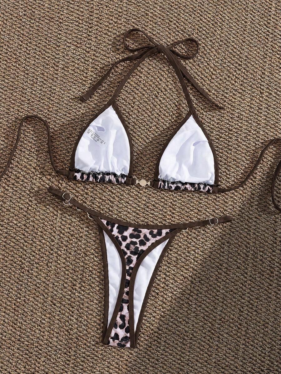 dwuczęściowy strój kąpielowy animal print