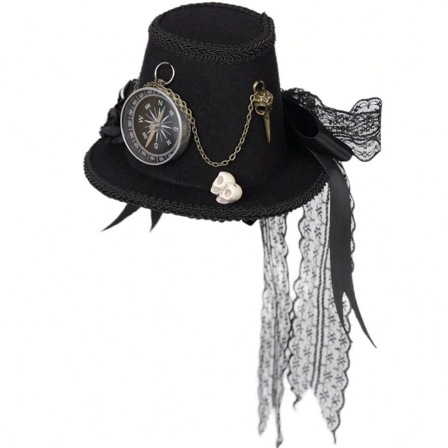 czarny kapelusz Steampunk