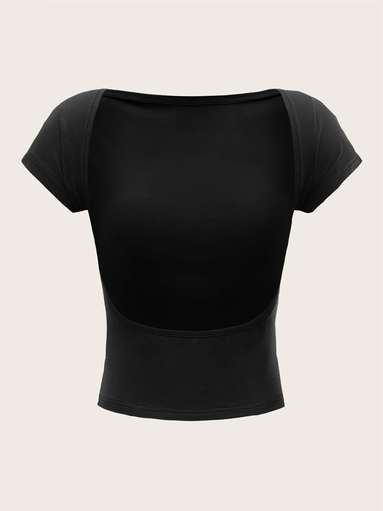 CZARNY CROP TOP WYCIĘCIE
