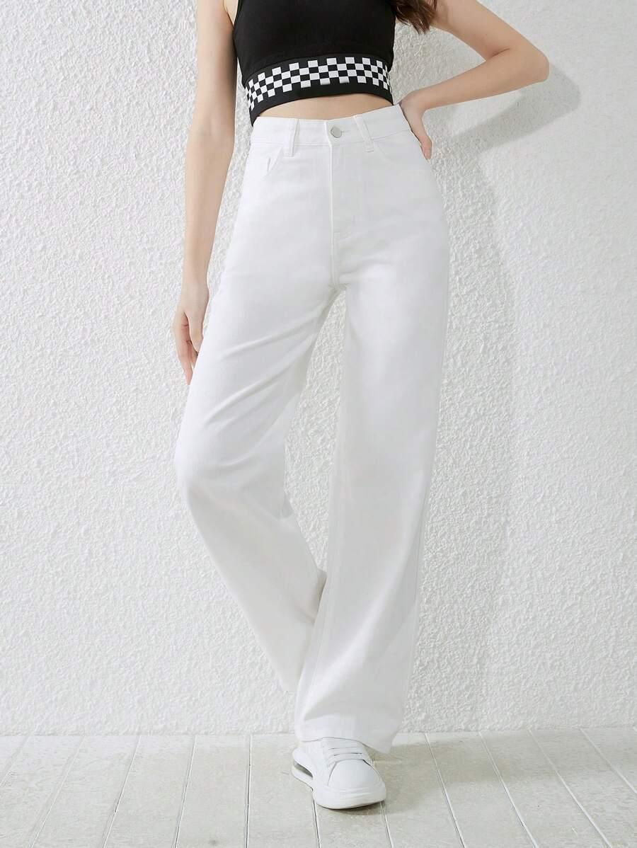 BIAŁE SPODNIE JEANS