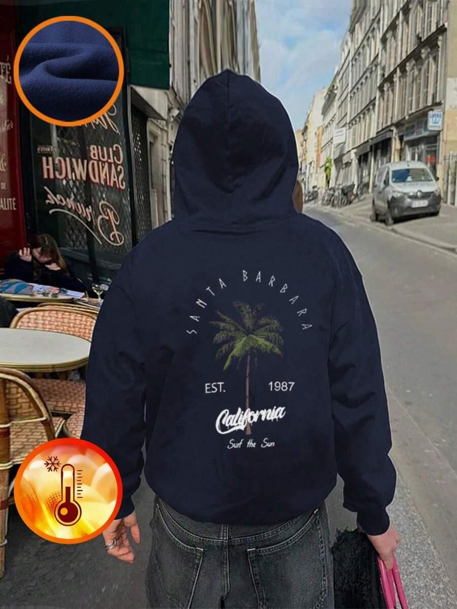 granatowa bluza z kapturem nadruk